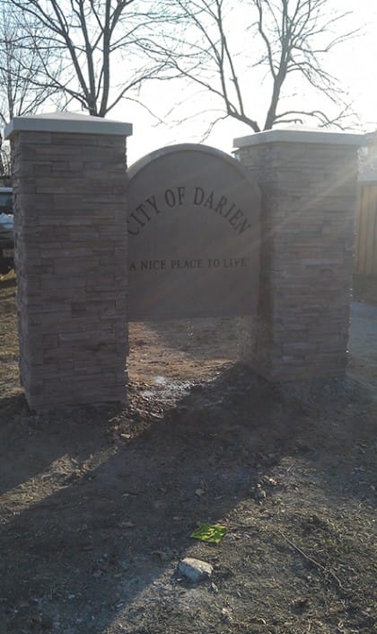 City Entry Sign with Culture Stone and Limestone