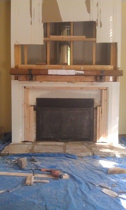 Living Room Fireplace Before work