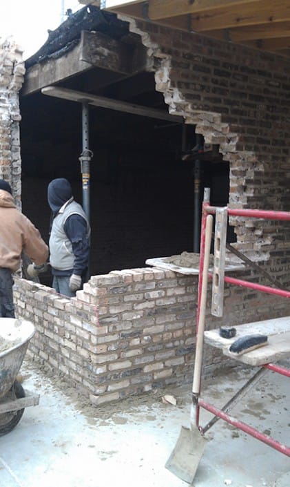 Garage Brickwork Repair Mid-Project